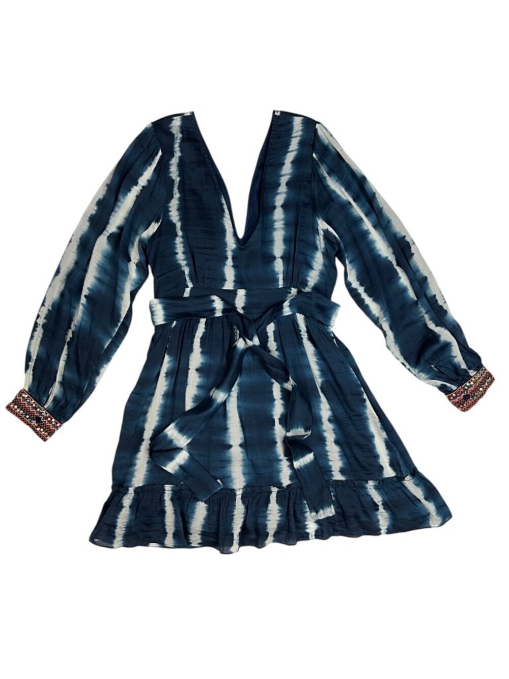 Anthropologie Verb by Pallavi Singhee Beaded Tie-Dye Mini Dress M Blue - Picture 15 of 16